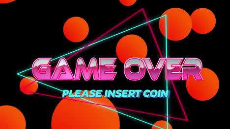 Animation-of-game-over-text-over-spots-on-black-background