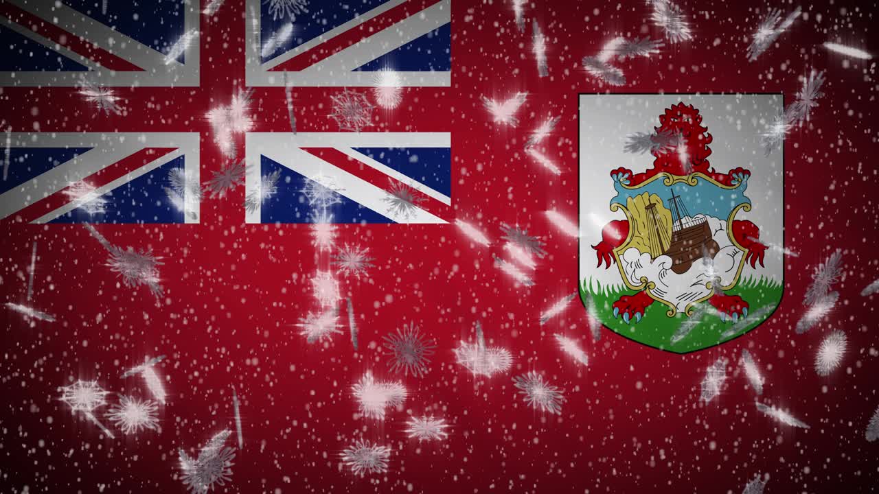 버뮤다 발이 눈을 내리고, 루프, 새해와 크리스마스 배경, 루프