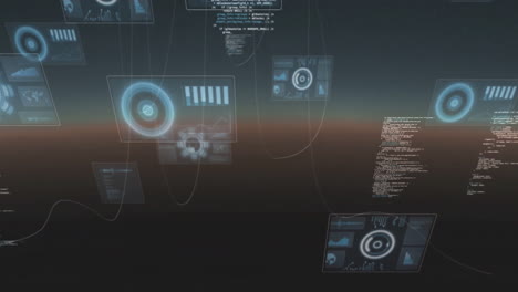 animación del procesamiento de datos con escaneo de alcance sobre fondo negro