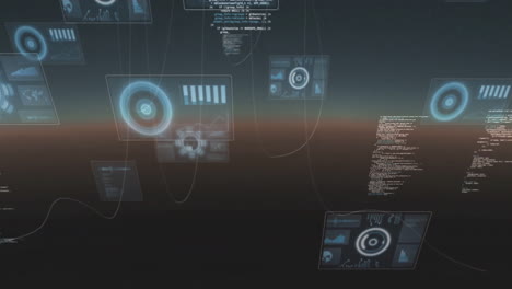 animation of data processing with scope scanning on black background