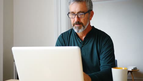 Man-using-laptop-in-living-room-4k