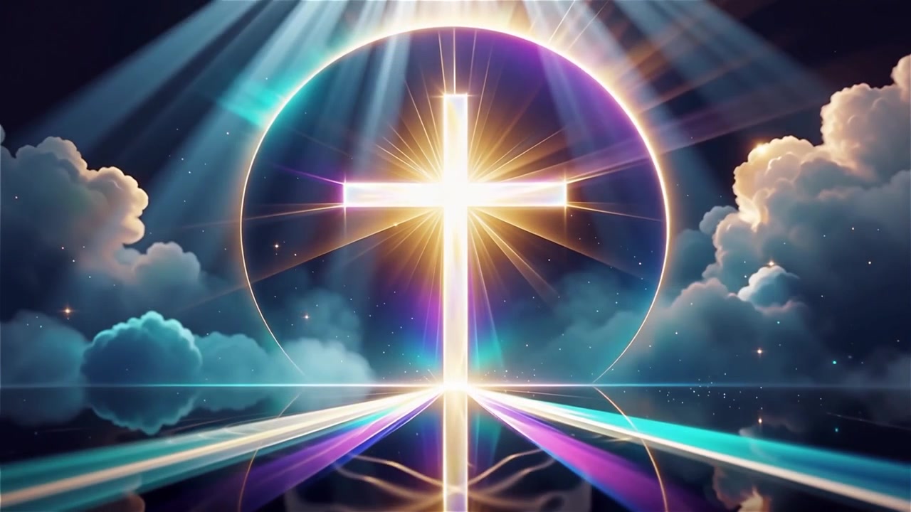 Christian Cross Heavenly Light Worship Background