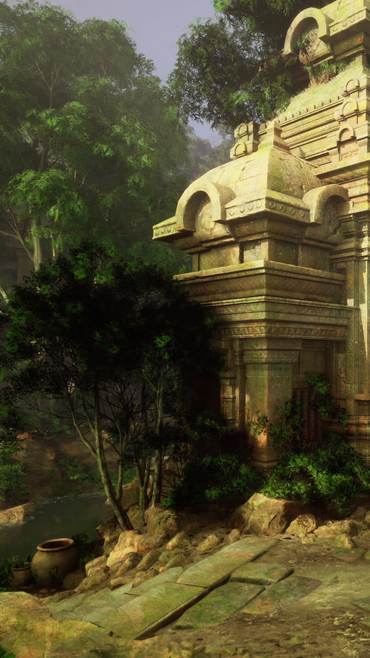 Old stone structure near a river in a wooded area during daylight hours