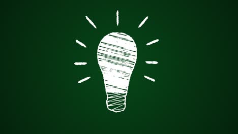 bombilla brillante pintada con tiza en una pizarra, idea, animación dibujada a mano 4k
