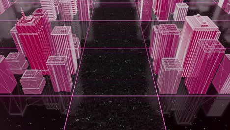 futuristic wireframe cityscape