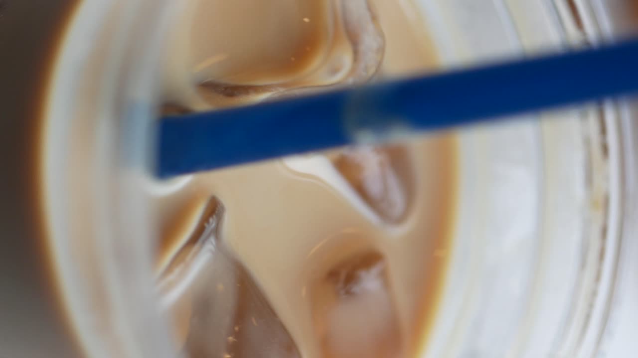 Iced Coffee in a Plastic Cup with Straw