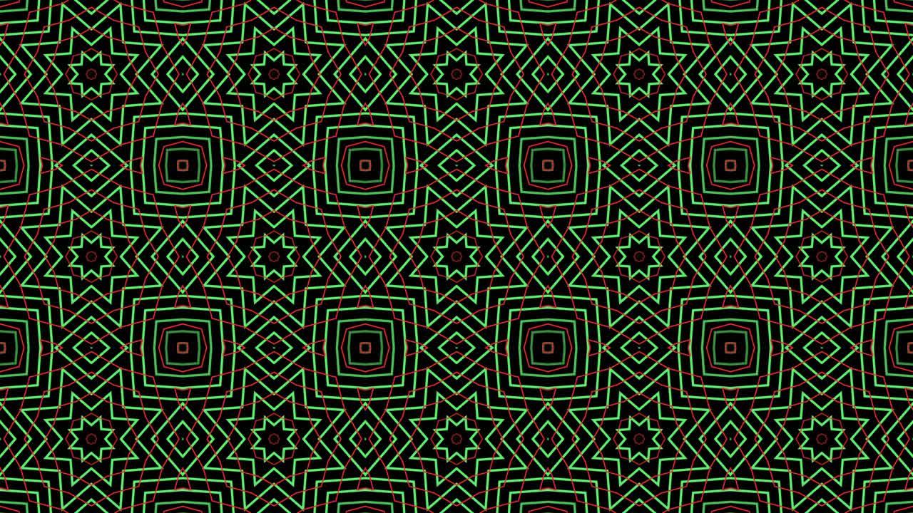 빨간색과 초록색 선을 가진 장식 패턴 모자이크 애니메이션 최소 디지털 모션 그래픽 배경 개념