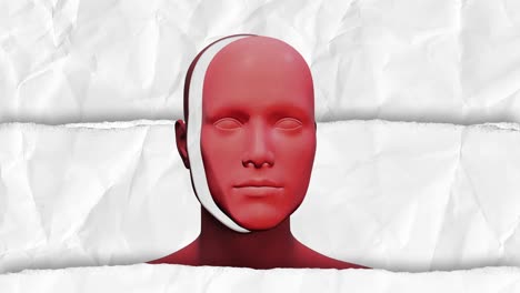 el cuerpo humano es un concepto de arte abstracto con papel arrugado. un personaje 3d realista, hombre o mujer, en un estilo creativo de stop motion moderno. diseño psicodélico gráfico colorido. animación de bucle de moda brillante.