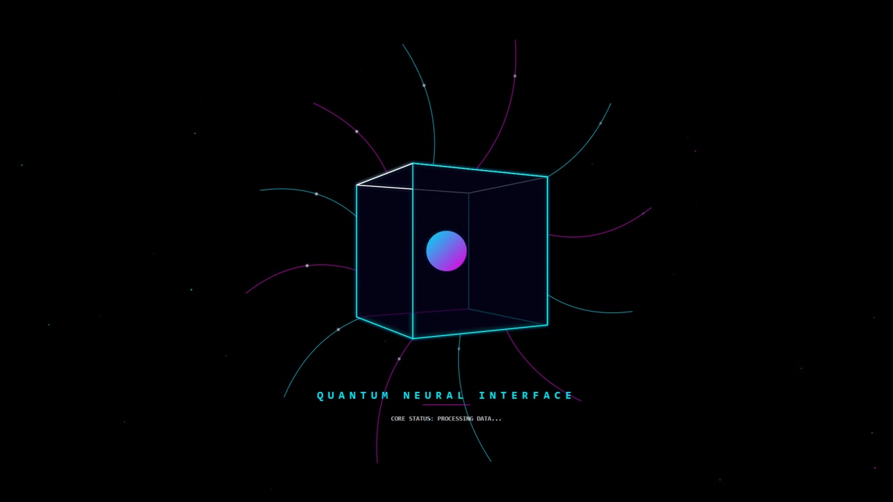 Futuristic Quantum Neural Interface Digital Graphic Animation