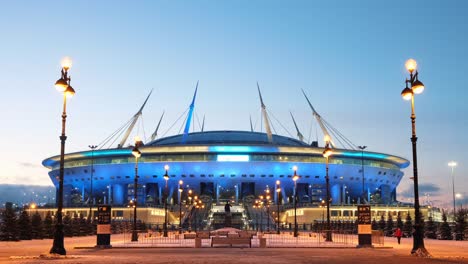 zenith stadium in st. petersburg at night