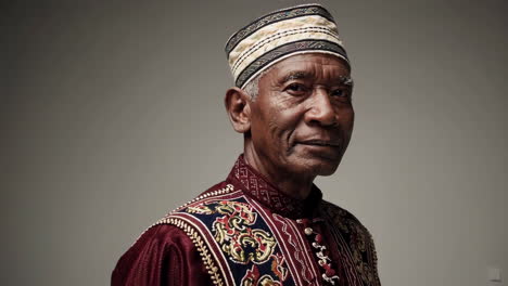 portrait of an elderly man in traditional attire