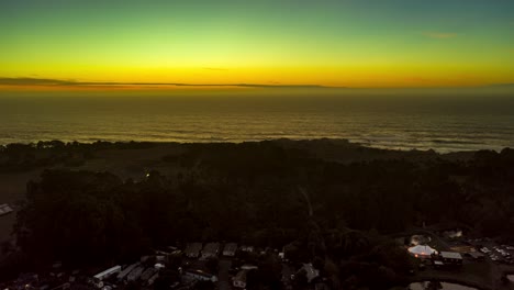Aerial time lapse of a sunset over Fort Bragg, California. Wide angle.