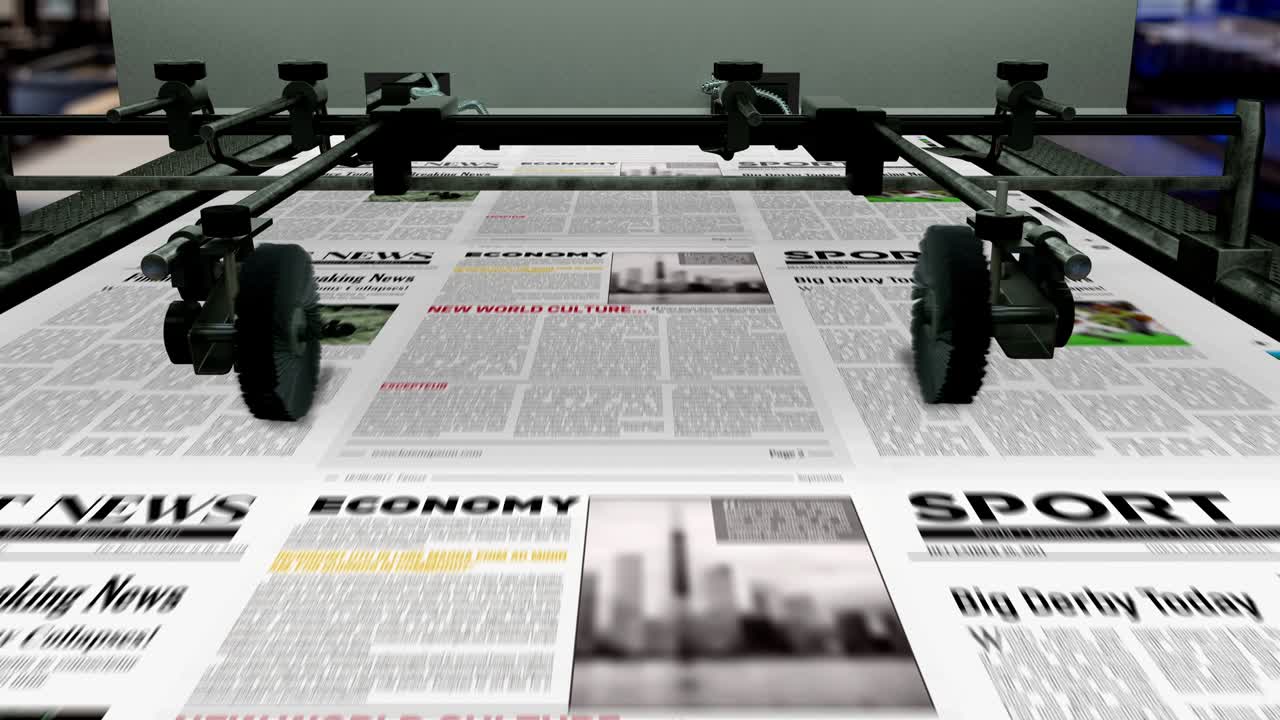 인쇄기에서 나오는 신문 표 - 루프 - 4k