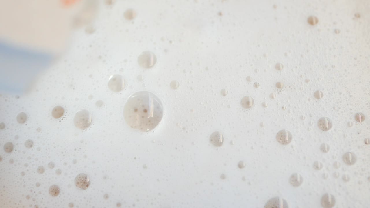 Close-up of sugar crystals in soapy bubbles