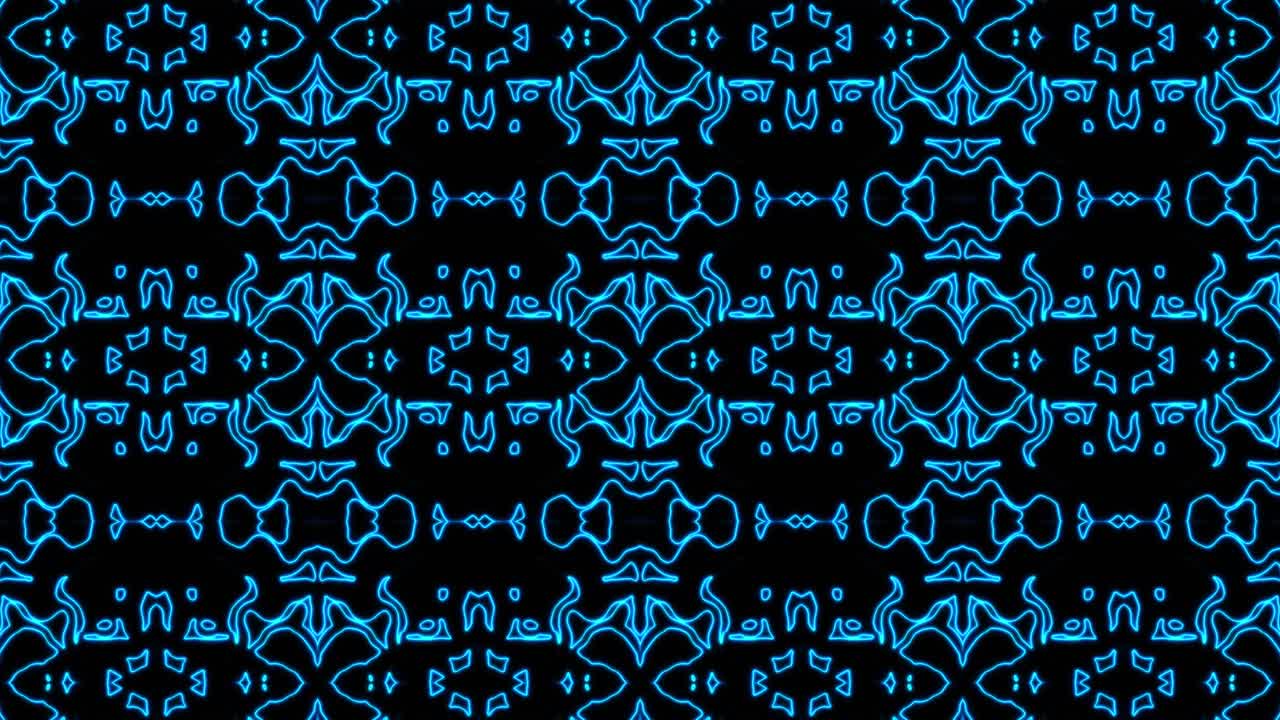 fondo de patrón geometrico sin costuras azul abstracto. rayas abstractas bucle de caleidoscopio. rápido psicodélico colorido kaleidoscopio vj fondo. discoteca fondo de movimiento abstracto. efecto caleidoscope