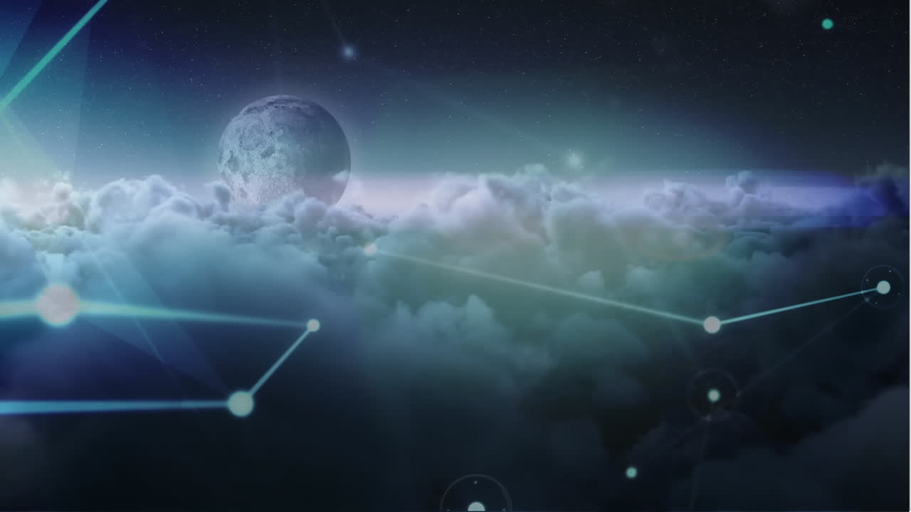 animación de la red de conexiones en el cielo