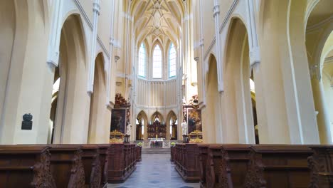 interior of the cathedral of assumption in kutná hora, czech republic, showcasing gothic arches