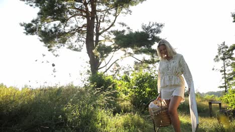 the artist girl is walking in a beautiful park at sunset outdoor recreation - the artist girl is walking in a beautiful park at sunset. outdoor recreation