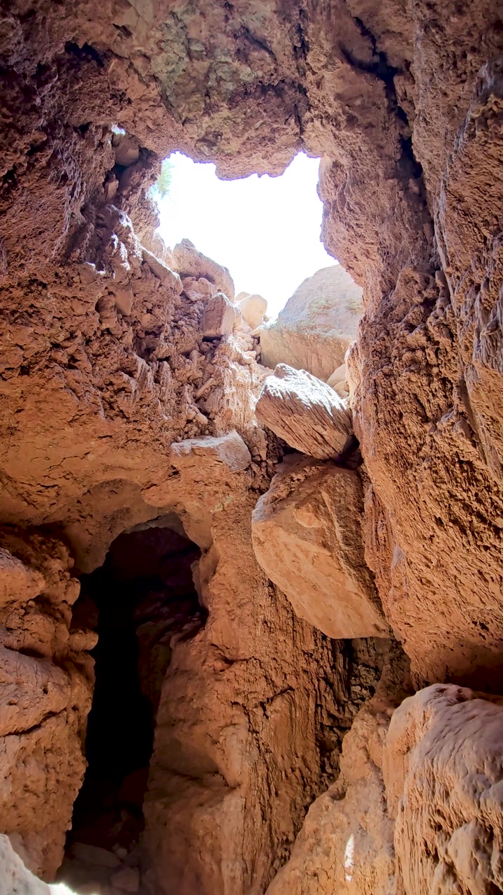 Vertical handheld video of a cave in the Palo Duro Canyon State Park in Texas. This is the second cave on the Caves Trail.