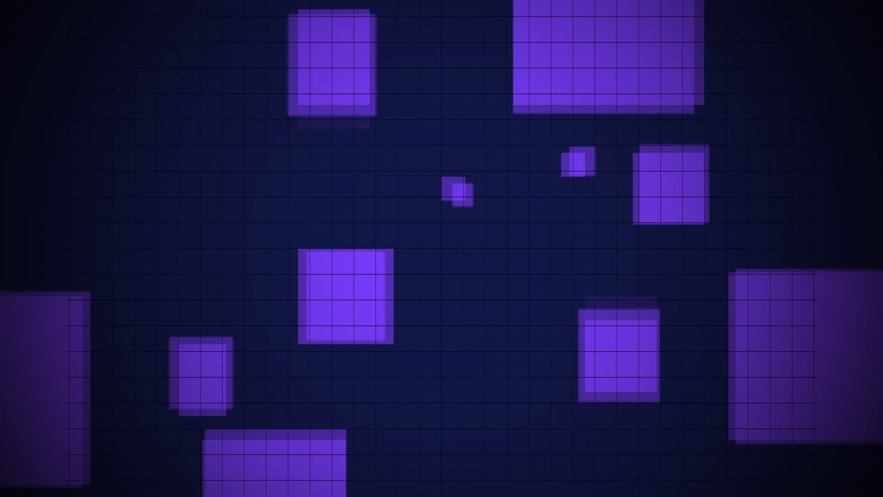 Neon purple squares pattern on black gradient