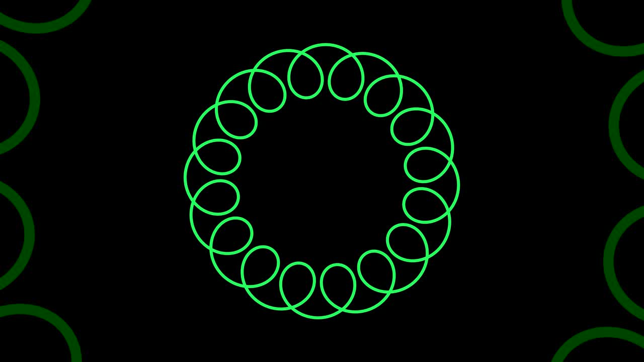 diseño gráfico que gira en el centro y aumenta el tamaño, para cubrir todo el fondo y desaparecer.