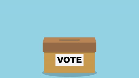 animación gráfica: votación electoral, puesta de la boleta en la caja de votación (bucle 4k)