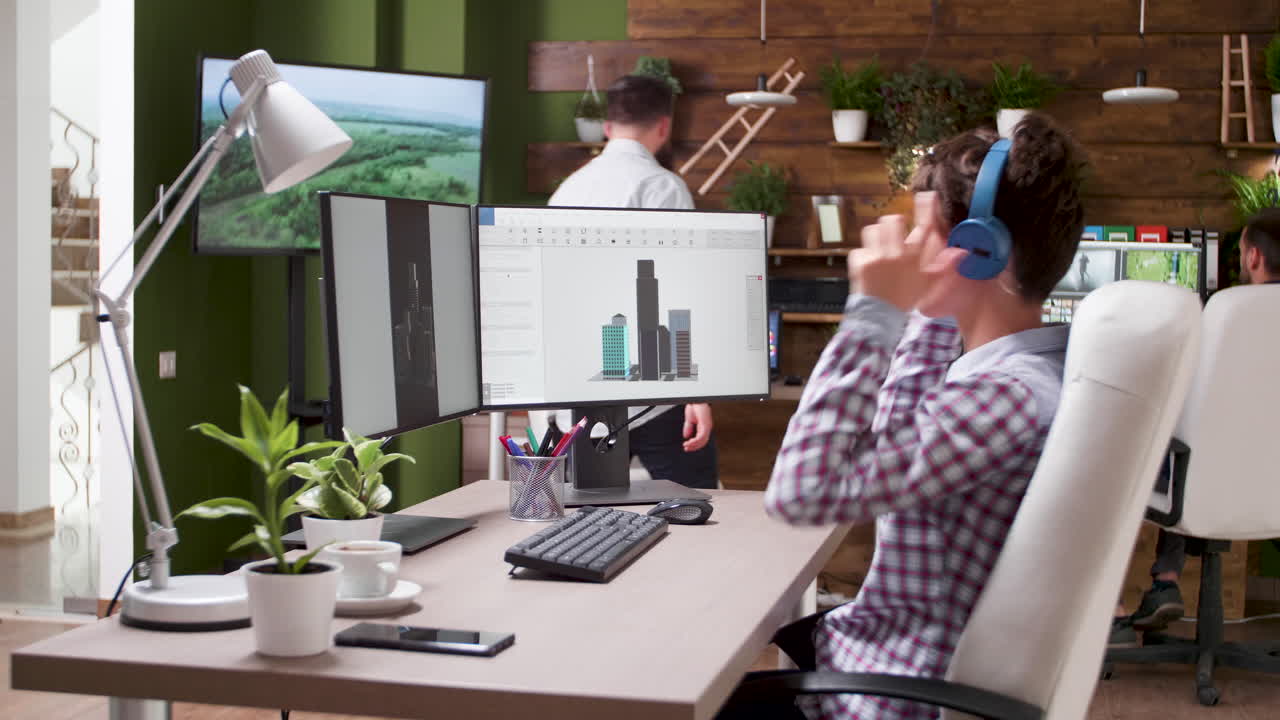 Office Environment with People Working on Computers