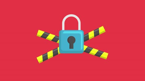 animación de icono de bloqueo en el fondo de la pantalla roja. video 4k. útil para vídeo explicativo, sitio web, tarjetas de felicitación, aplicaciones y publicaciones en redes sociales