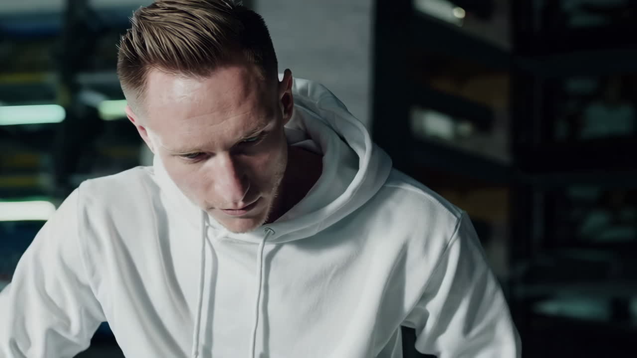 Pria Berjaket Hoodie dan Gorila di Stadion