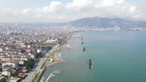 seaside cityscape drone view