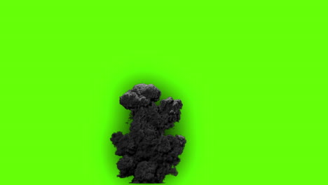explosion and smoke cloud on green screen