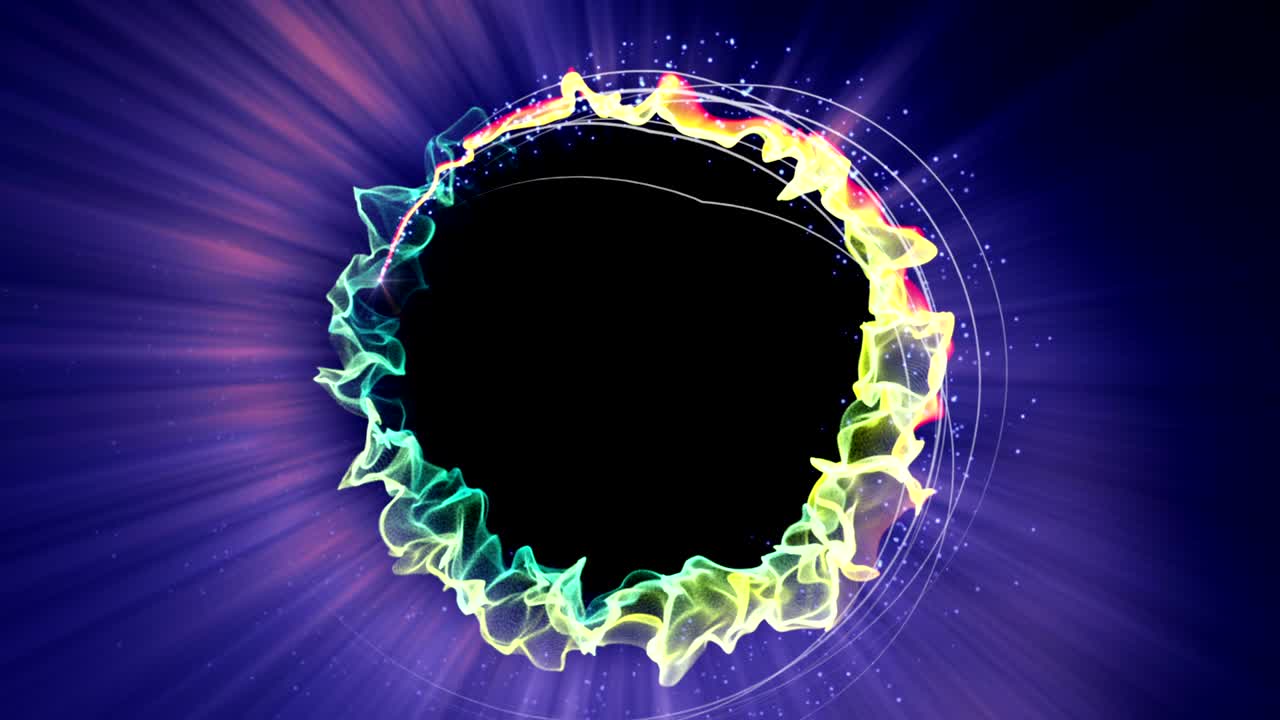 anillo de partículas mágicas fondo abstracto, animación