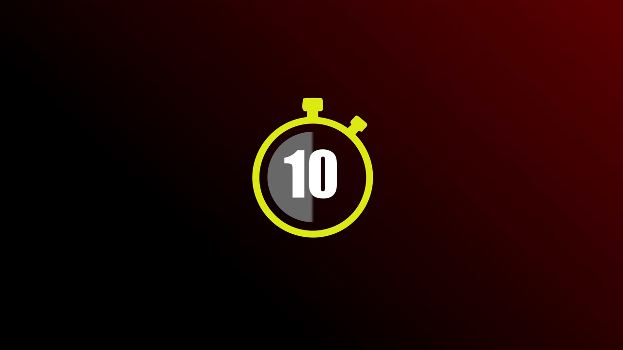 20 Second Countdown Timer Animation on Dark Red Background