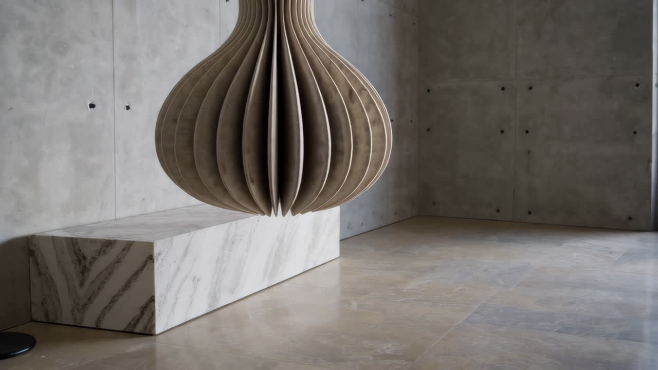 Modern Interior Design with Wooden Lamp and Concrete Wall