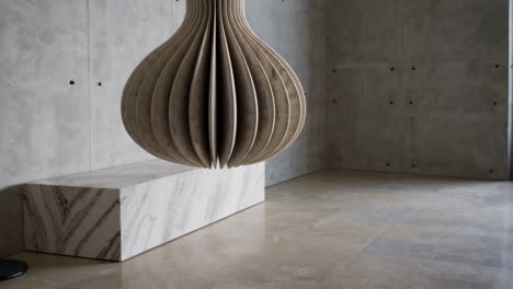 modern interior design with wooden lamp and concrete wall