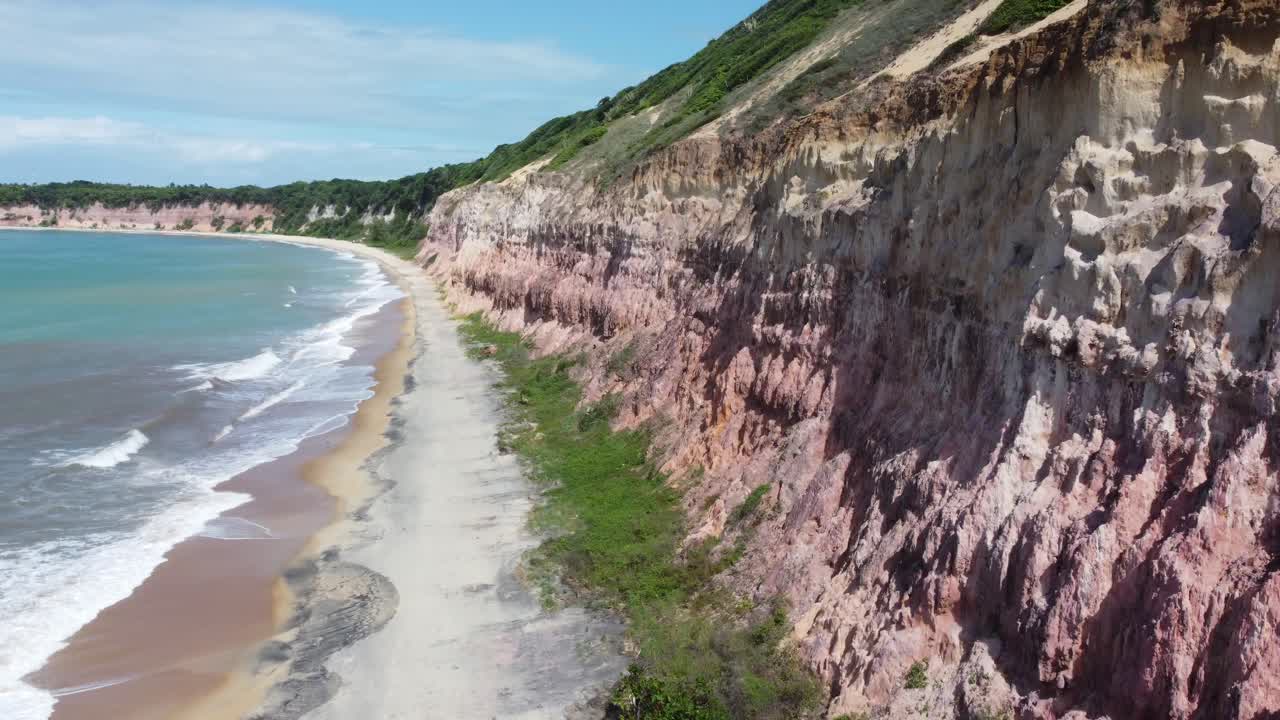 Colorful Cliffside Brazilian Beach in the North East Desert during High Tide