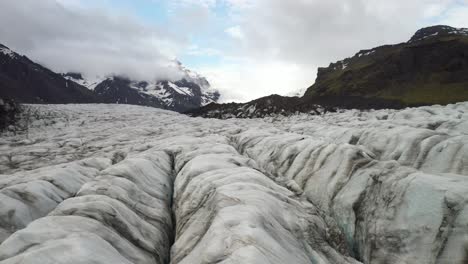 iceland glacier extreme close up with with drone video moving forward