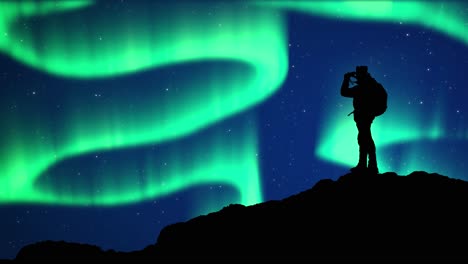 luz del norte aurora boreal con el hombre