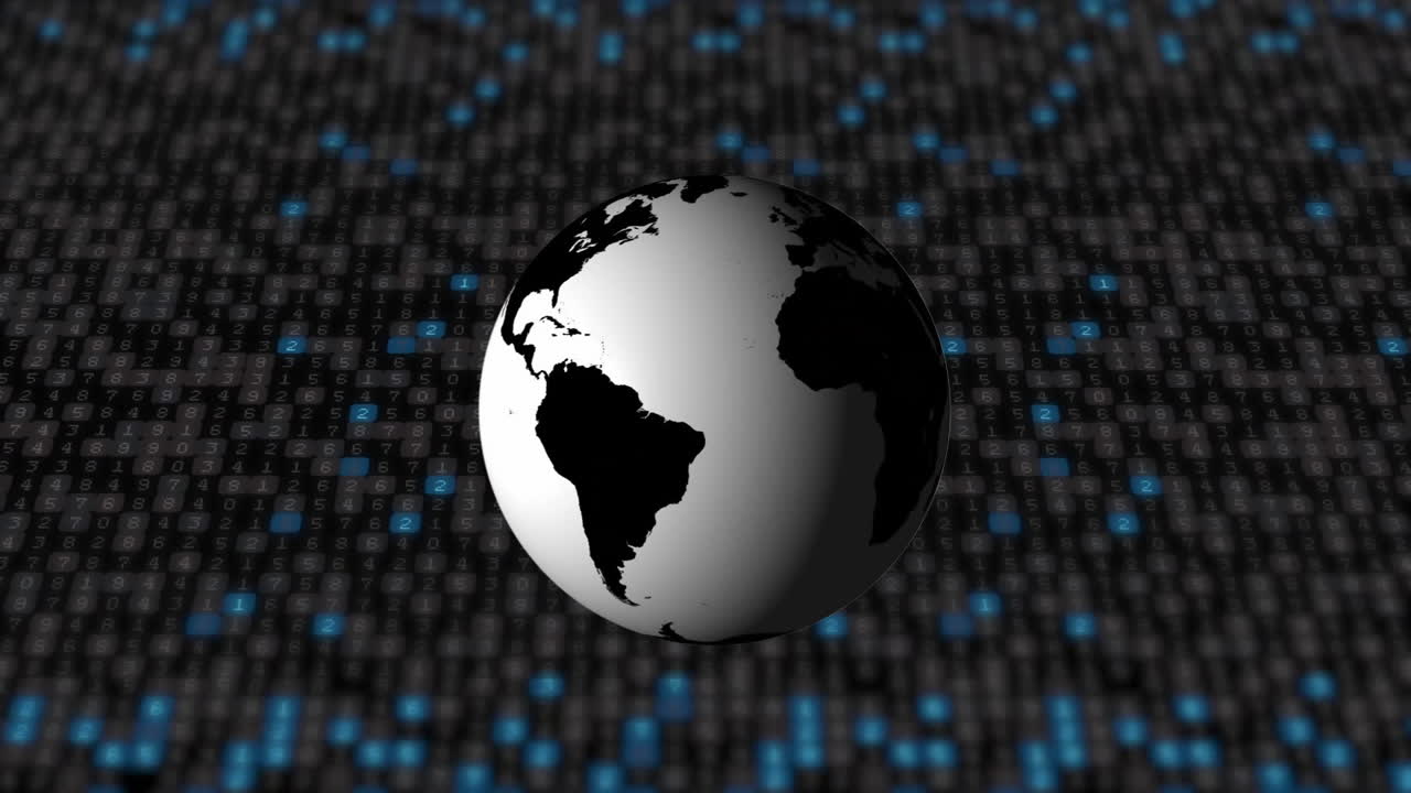 Animation of spinning globe on black background