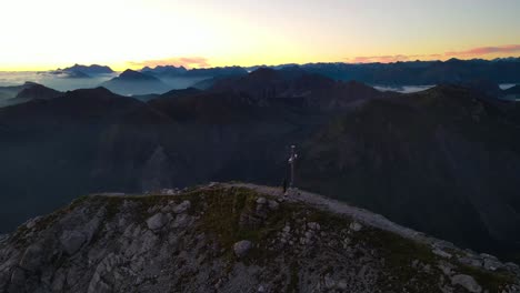 cinematic flight in the alps at sunrise