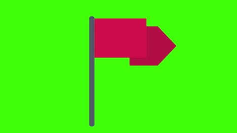 animated red flag icon with square-shaped edges popping up on a green screen