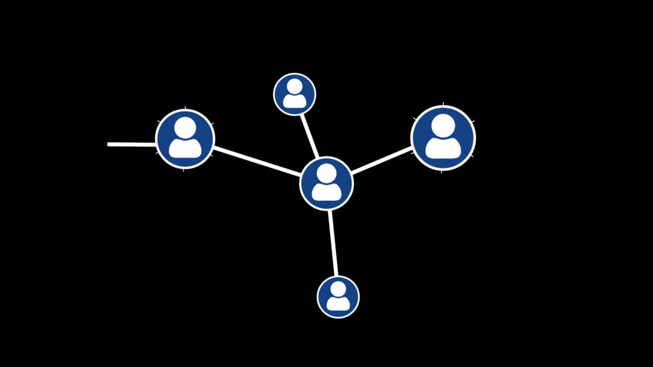 Animation of network of connections with people icons users connected network technology global