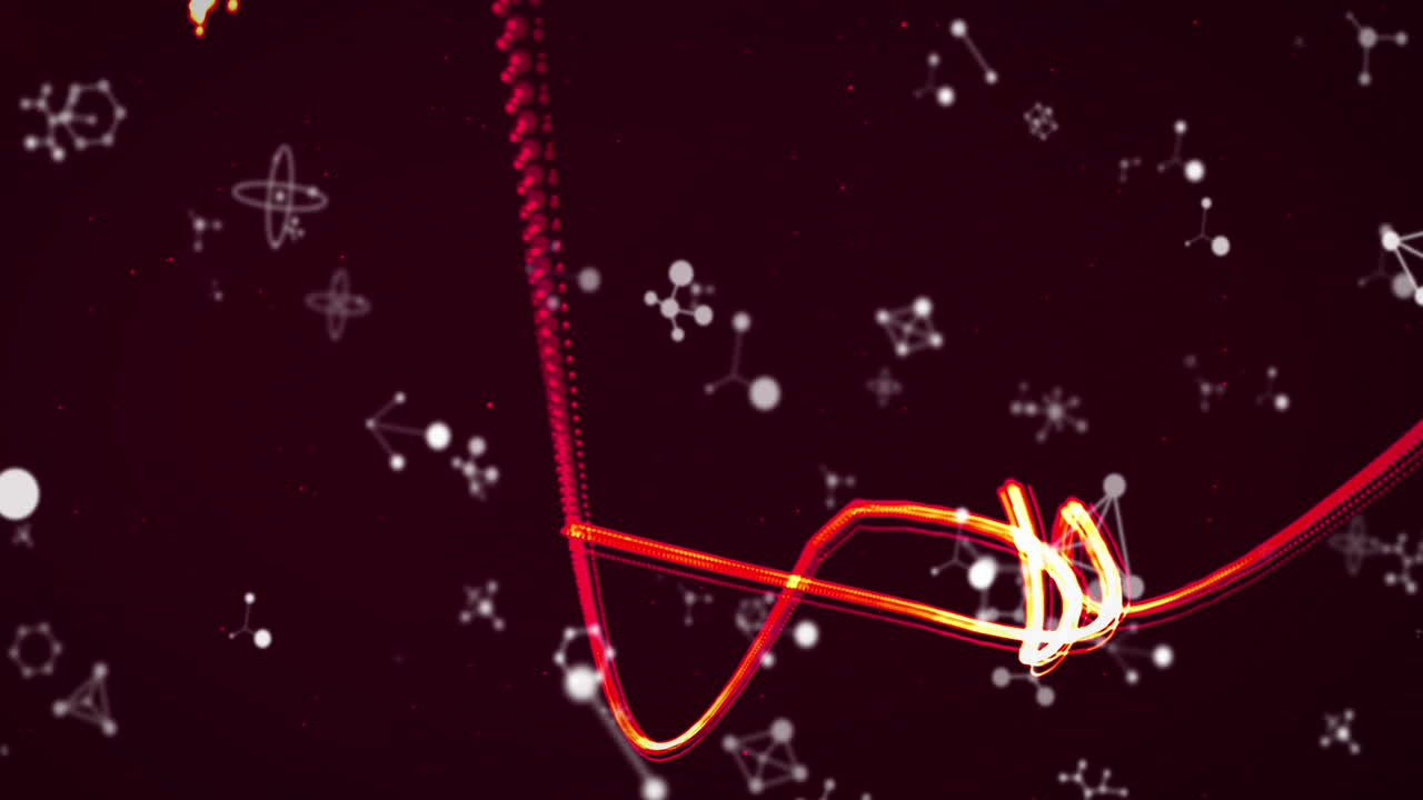 반 ⁇ 이는 네온 줄무 ⁇  위에서 회전하는 분자의 애니메이션