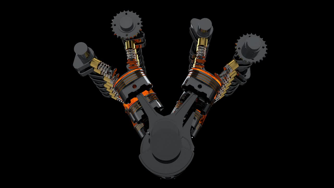 animación de motor v8 giratorio con explosiones - bucle