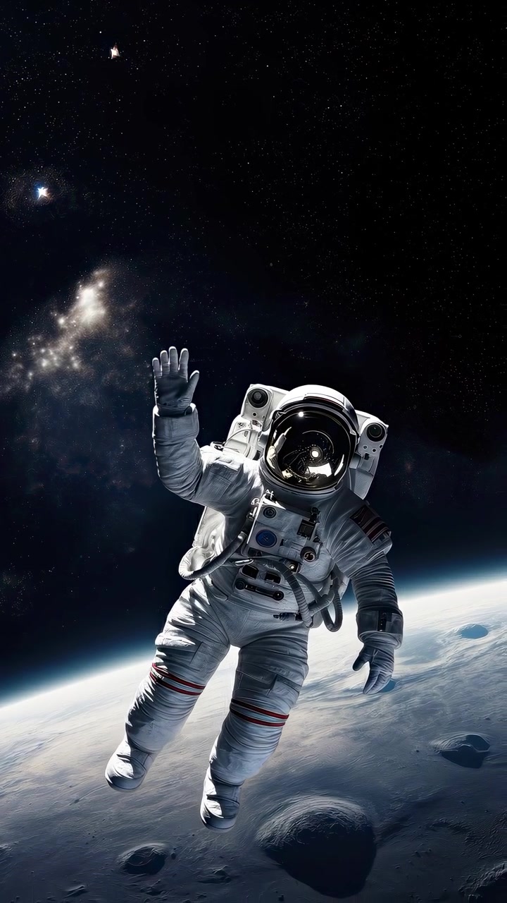 Astronaut Floating in Space Above Earth