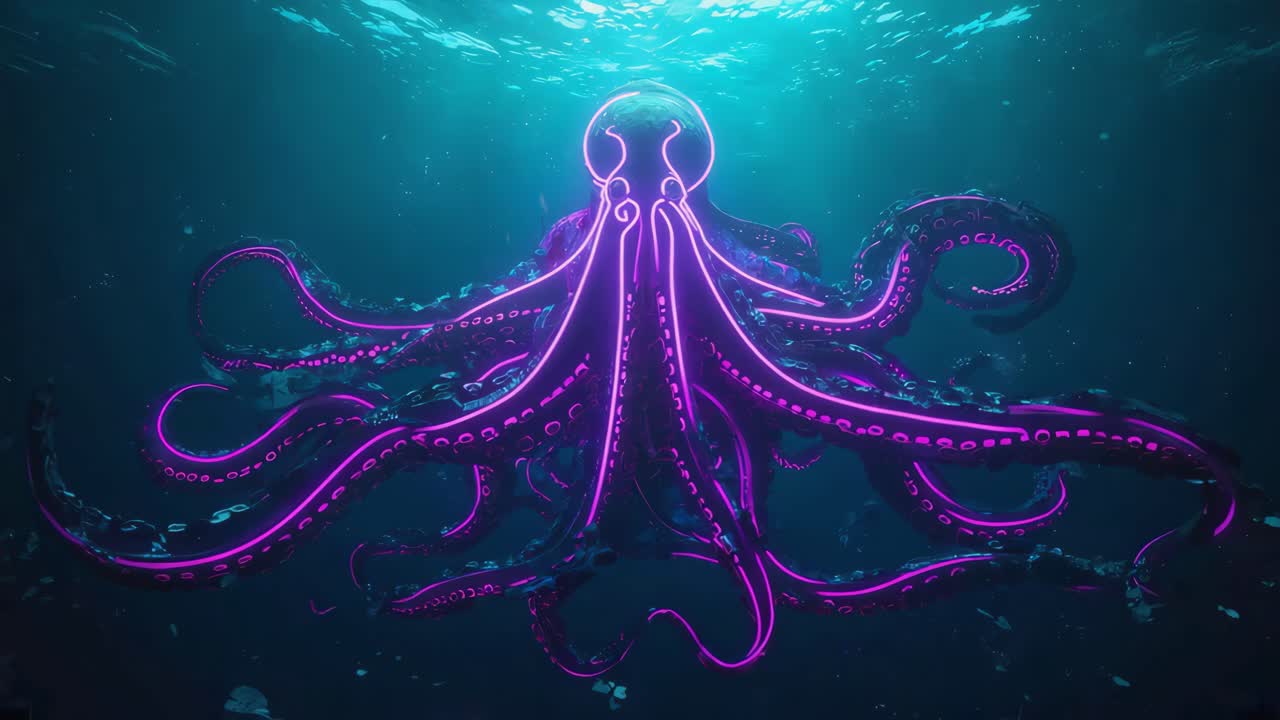 Mesmerizing Neon Purple Octopus Underwater