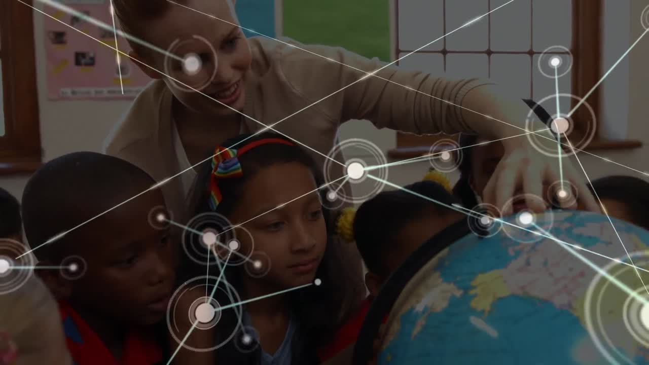 animación de redes de conexiones a través de diversas maestras y escolares que leen el mundo