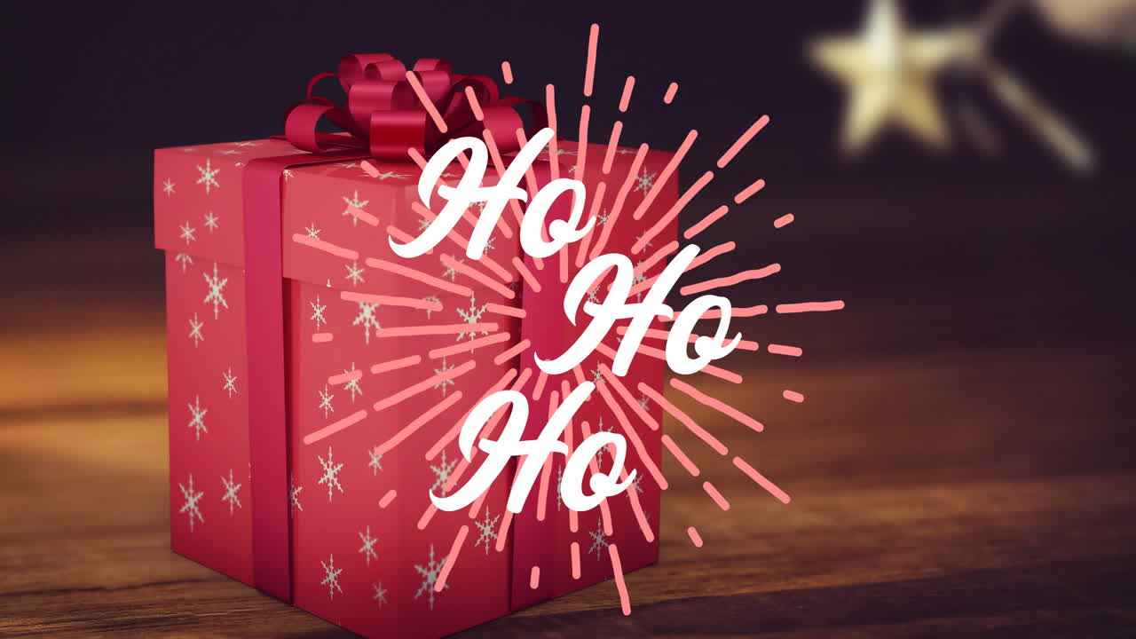 animación del texto hohoho en navidad sobre el presente