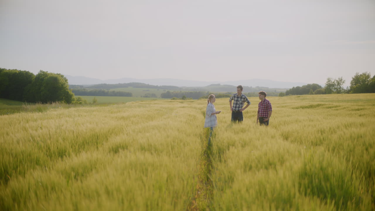 밀 에서 논의 하는 농부 들