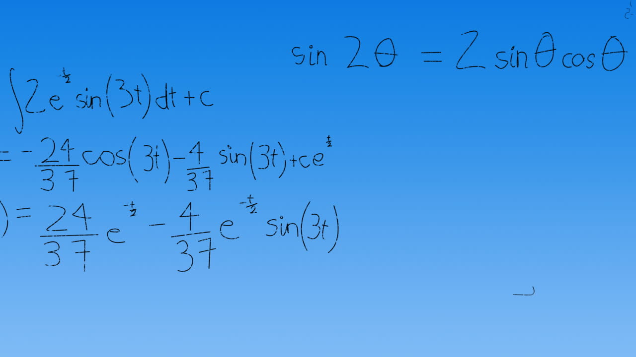 animación del procesamiento de datos matemáticos sobre un fondo azul